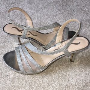 Nina Silver Sparkly Heels